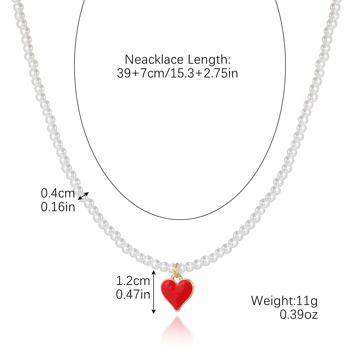 Wholesale Beaded Heart-shaped Rose Love Couple Valentine's Day Necklace