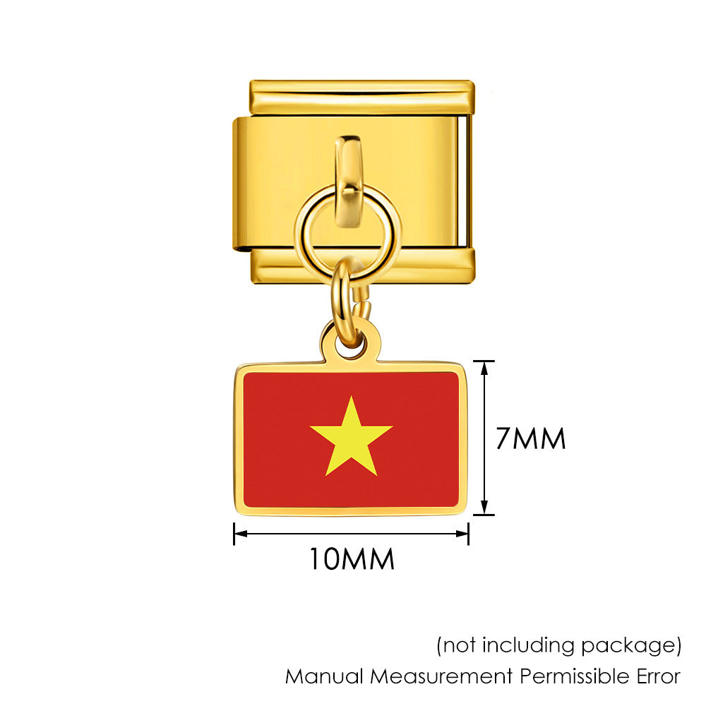Wholesale World Flag Modular Bracelet Stainless Steel DIY Fashion Accessory
