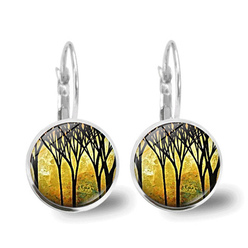 Wholesale Tree of Life Time Gemstone Earrings