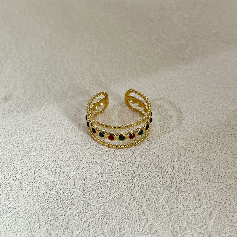 Wholesale stainless steel open hollow dot drop oil color ring