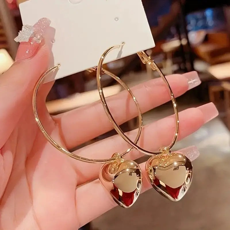 Wholesale Hoop Hollow Love Big Earrings Heart Shaped Earrings ACC-ES-Yunz003