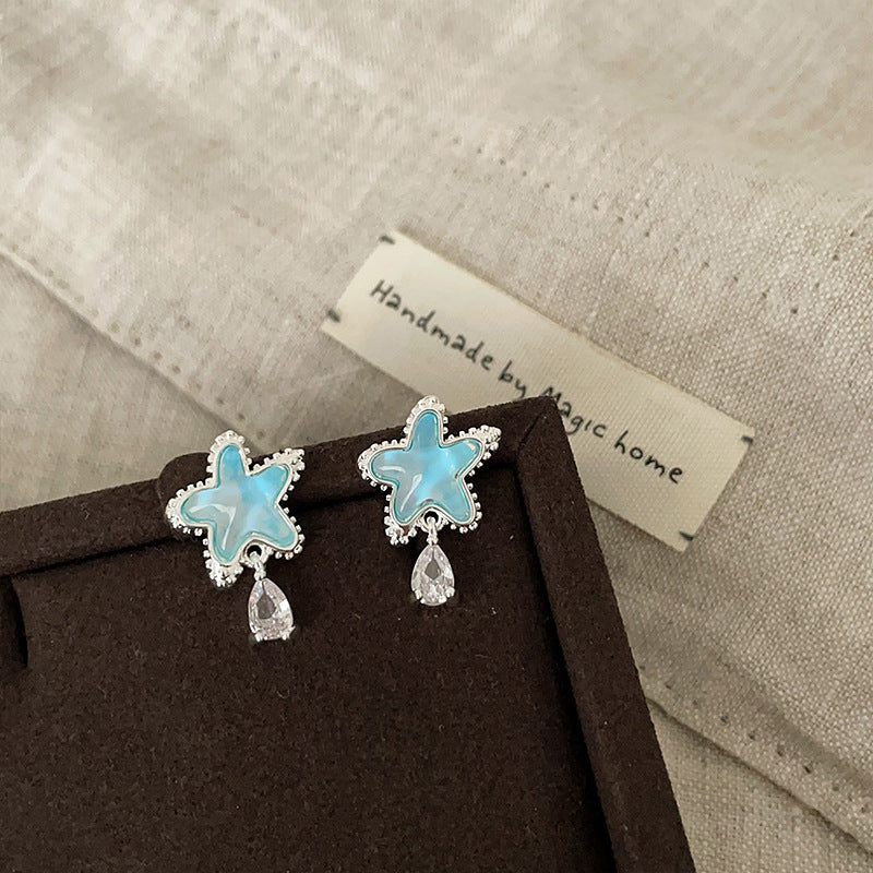 Wholesale Small fresh blue star jellyfish earrings female unique niche exquisite fashion elegant all-match earrings earrings