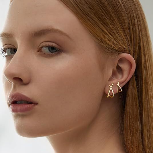 Wholesale Cross Zircon Earrings Gold Plated Sparkle Fashion Jewelry for Gift Boutique Resale