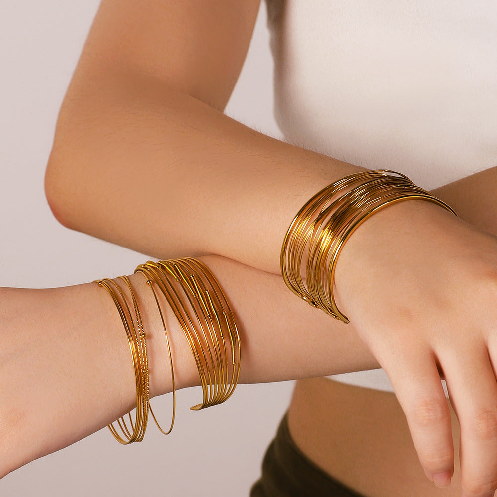 Wholesale 18K Gold Stainless Steel Multi-layer Line Bracelet ACC-BT-XinY025