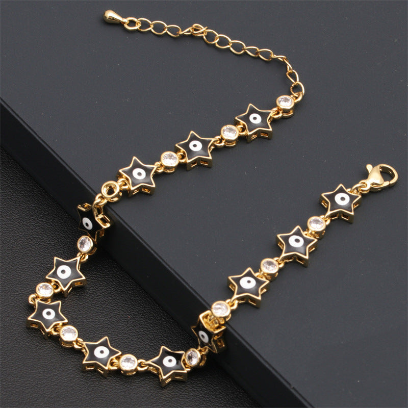 Wholesale Devil's Eye Bracelet Color Drop Oil Eye Star Zircon Bracelet