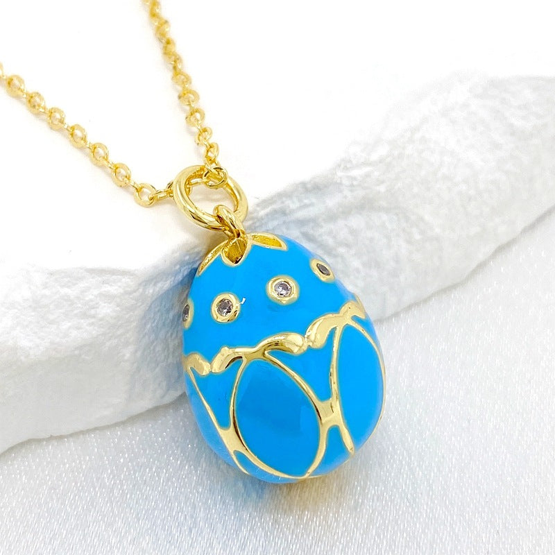 Wholesale 14K Colorful Pendant Easter Egg Pendant Necklace