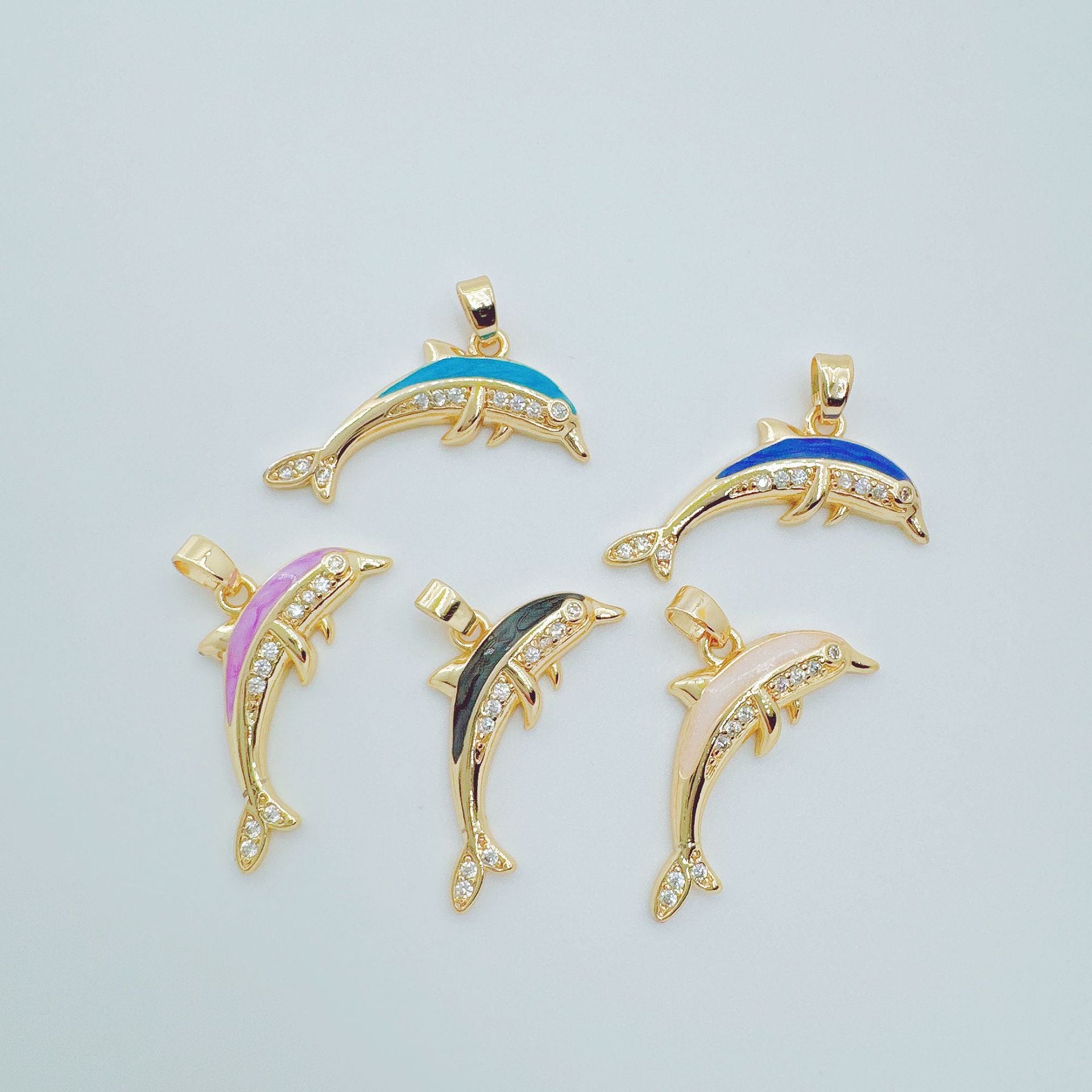 Wholesale Copper Plated Gold Dolphin Pendant Necklace,  Trendy Ocean Jewelry Gift for Women