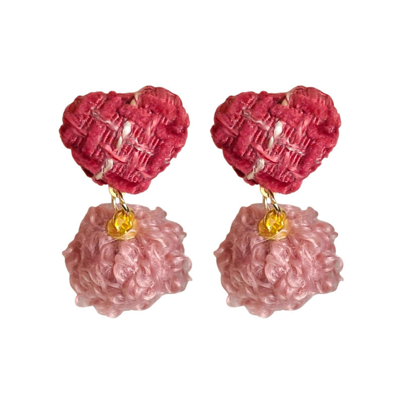 Wholesale Silver Needle Plush Love Ball Earrings