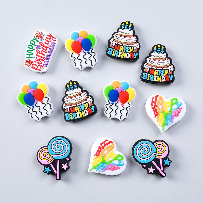 Wholesale 20pcs Happy Birthday Silicone Beads Focal Beads DIY Accessories ACC-BDS-RongFa018