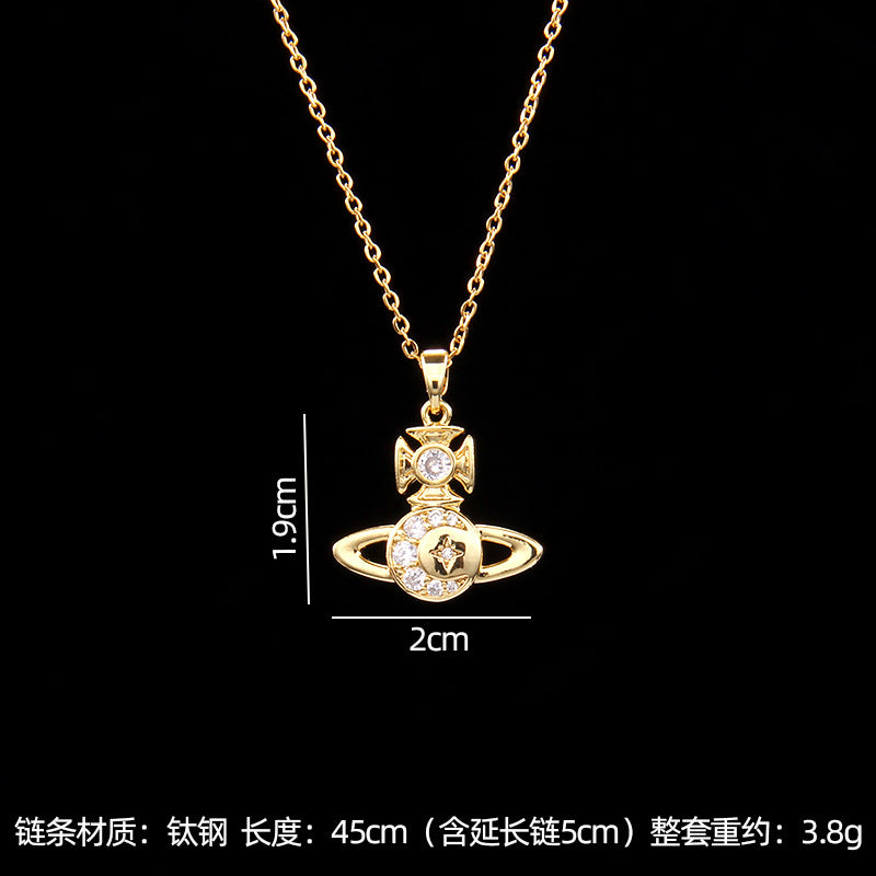 Wholesale saturn necklace with zircon pendant necklace ACC-NE-Rongc005