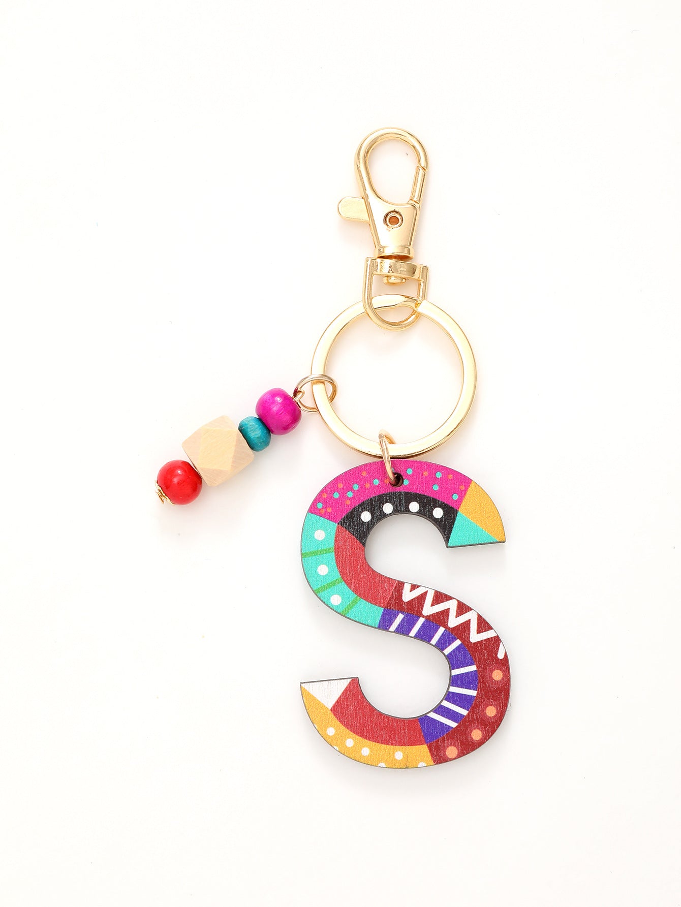 Wholesale Trendy Alphabet Bead Keychain Wooden Car Key Accessory Gift Boutique Resale