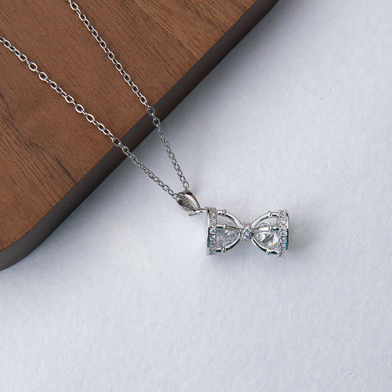 Wholesale Titanium Steel Necklace with Hourglass Zircon 18K Gold Plated Korean Style Layering Jewelry