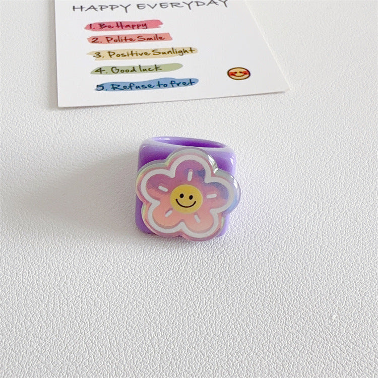 Wholesale  Acrylic Cute Sweet Smiling Cat Puppy Ring
