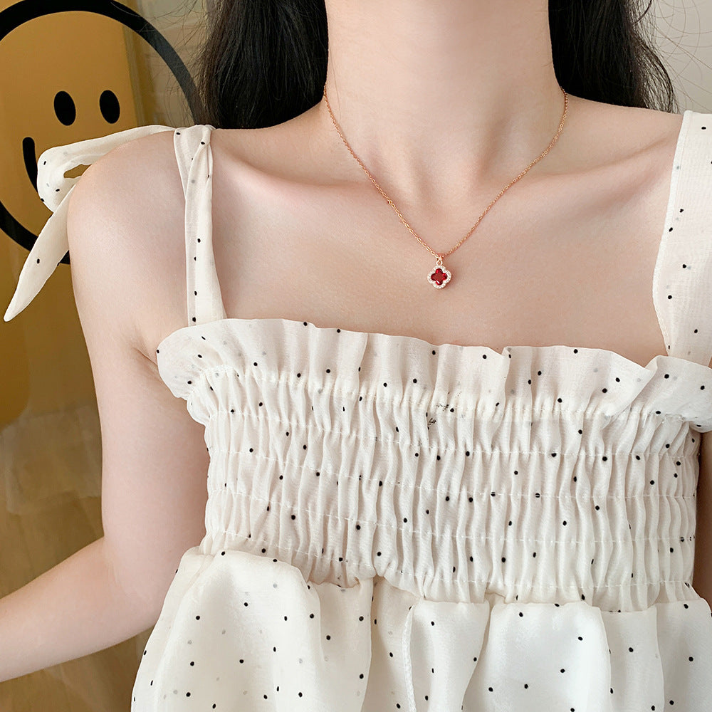 Wholesale Titanium Steel Zircon Clavicle Chain Necklace Korean Style Jewelry Accessory
