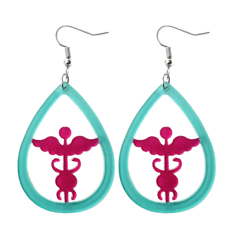 Wholesale  acrylic medical staff tablet stethoscope needle tube ECG earrings