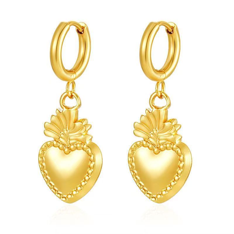 Wholesale Stainless steel heart and flower earrings