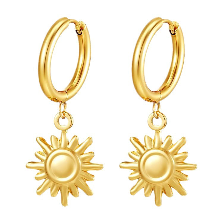 Wholesale Sun Stainless Steel 18K Vacuum Gold Plated Earrings