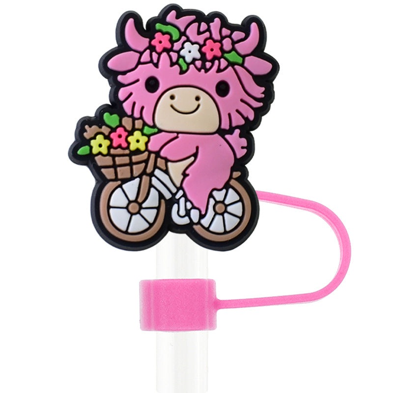 Wholesale Random 100pcs Pink Yak 10mm PVC Soft Straw Tube Cap ACC-SCR-RYY105