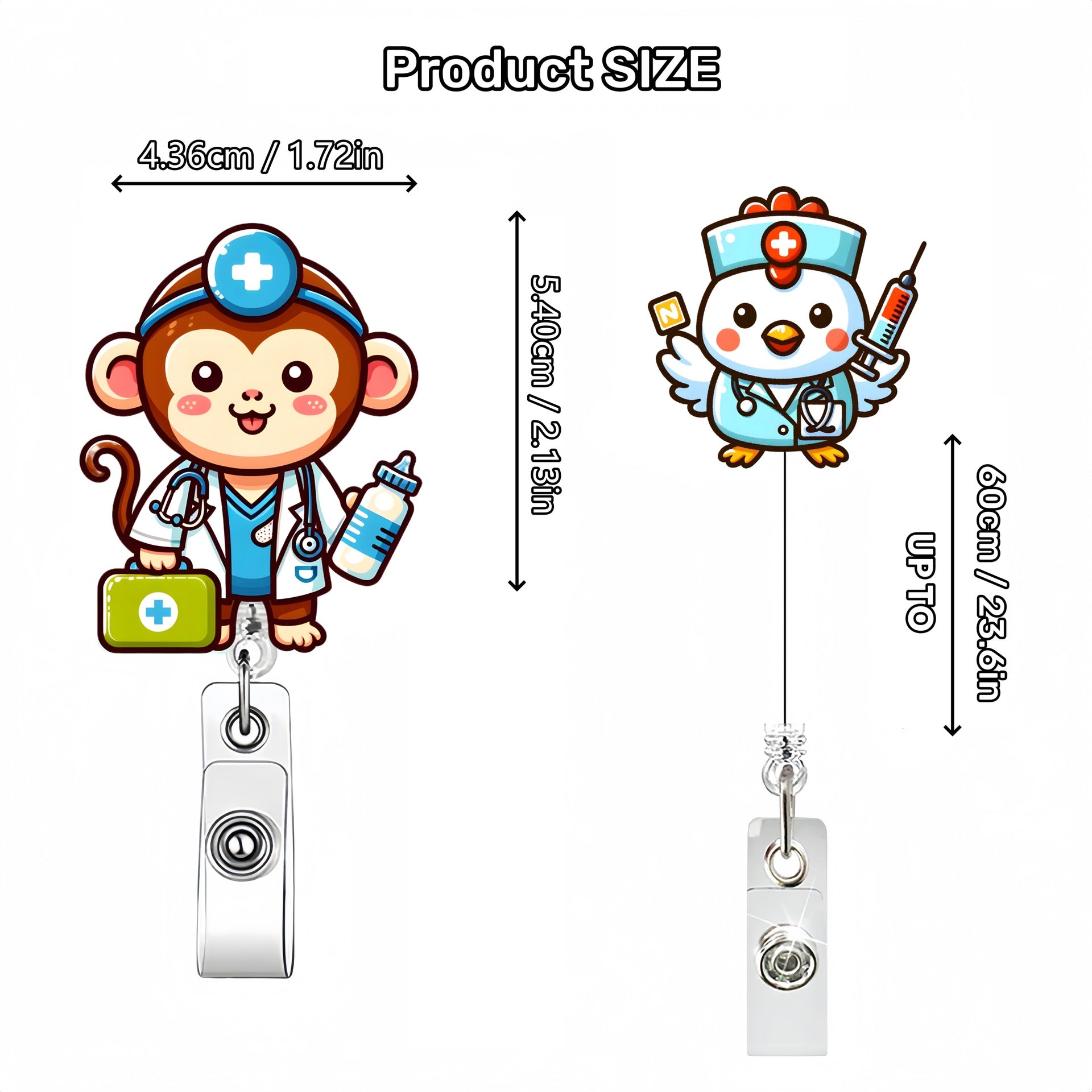 Wholesale Cute Cartoon Acrylic Retractable Clip Badge Keychain