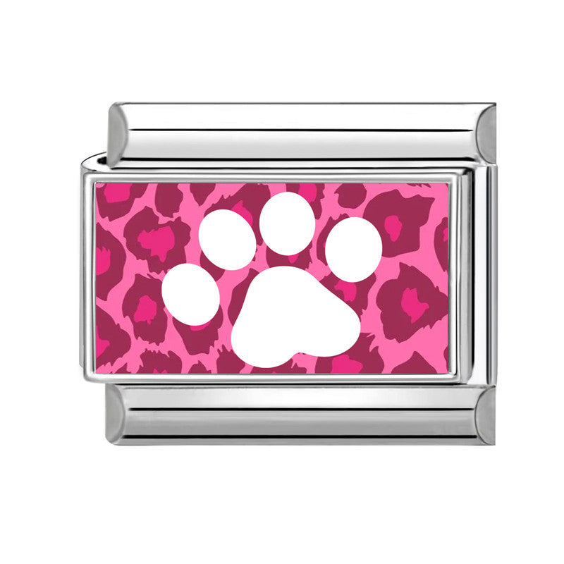 Wholesale Fashion Accessory Stainless Steel Cat Paw Leopard Print DIY Bracelet Module Charm For Jewelry Making And Boutique Resale