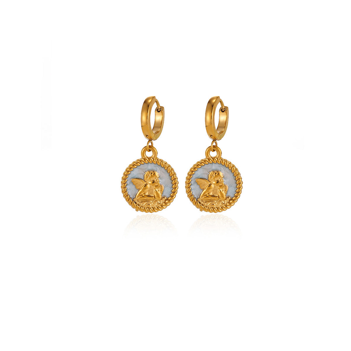 Wholesale Stainless Steel Love Angel Earrings Trendy Fashion Accessory Jewelry