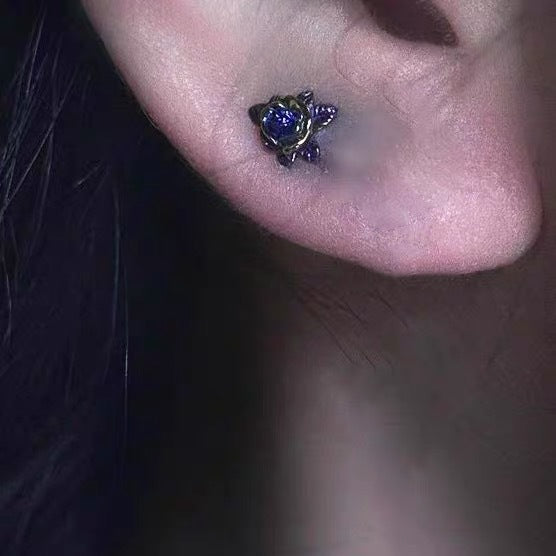 Wholesale Purple Oriole Flower Pendant Earrings