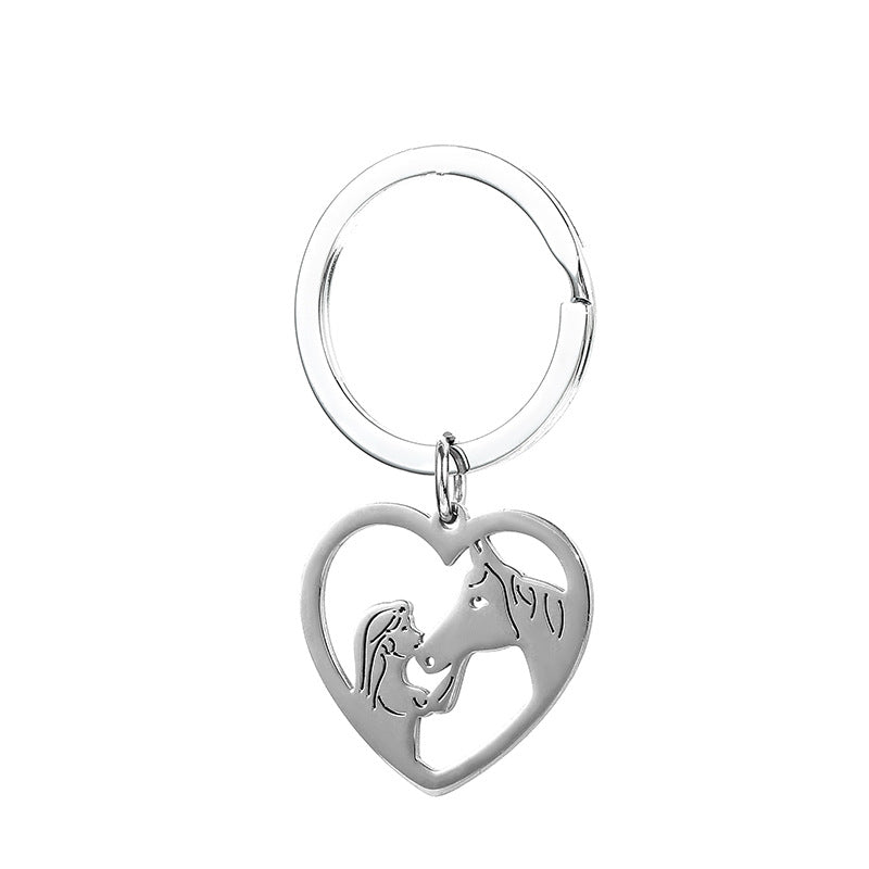 Wholesale Girl and Horse Stainless Steel Keychains ACC-KC-JinZhu006