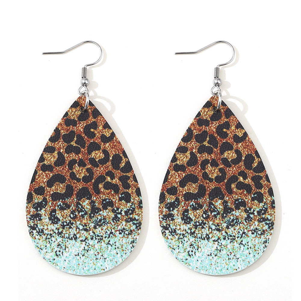 Wholesale Vintage Western Style Leopard Print Leather Earrings ACC-ES-ChuLian041