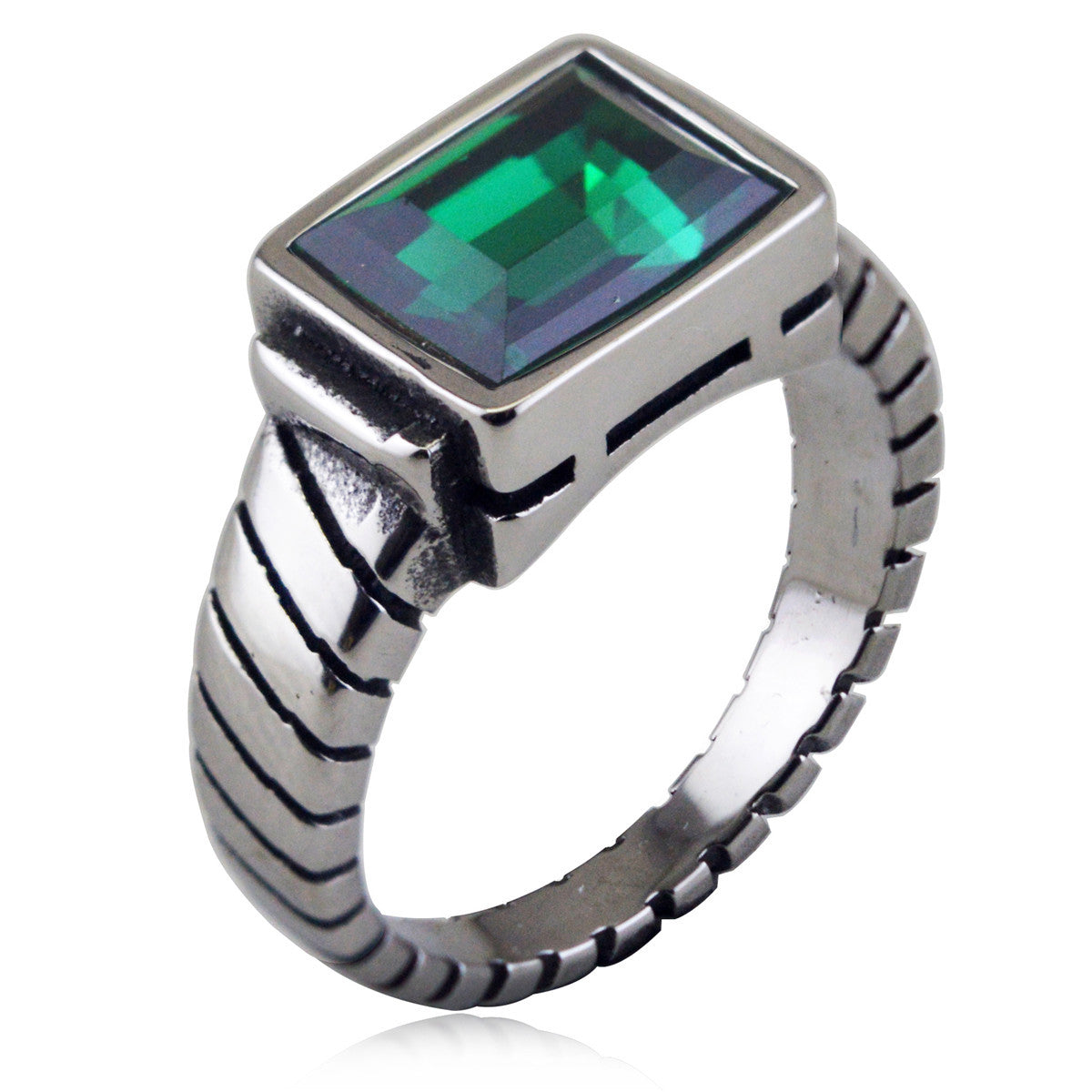 Wholesale Titanium Steel Geometric Ring Dark Blue Punk Design Unisex Everyday Wear Jewelry Accessory Boutique Resale