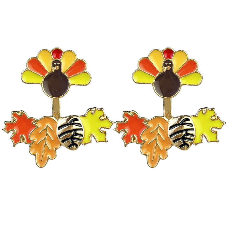 Wholesale 2 Pairs/pack Thanksgiving Day Turkey Maple Leaf Pumpkin Fox Football Earrings Acrylic Earrings ACC-ES-HY145