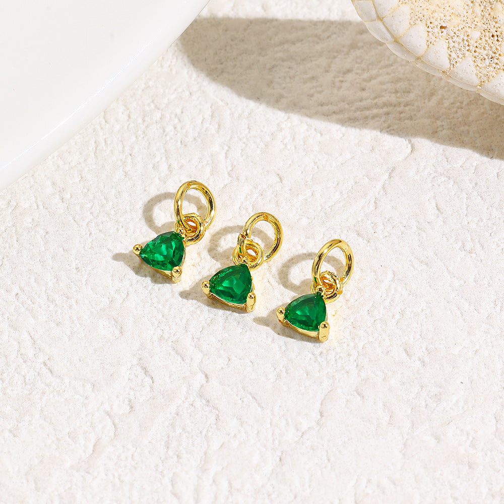 Wholesale Geometric triangle colored zircon small pendant