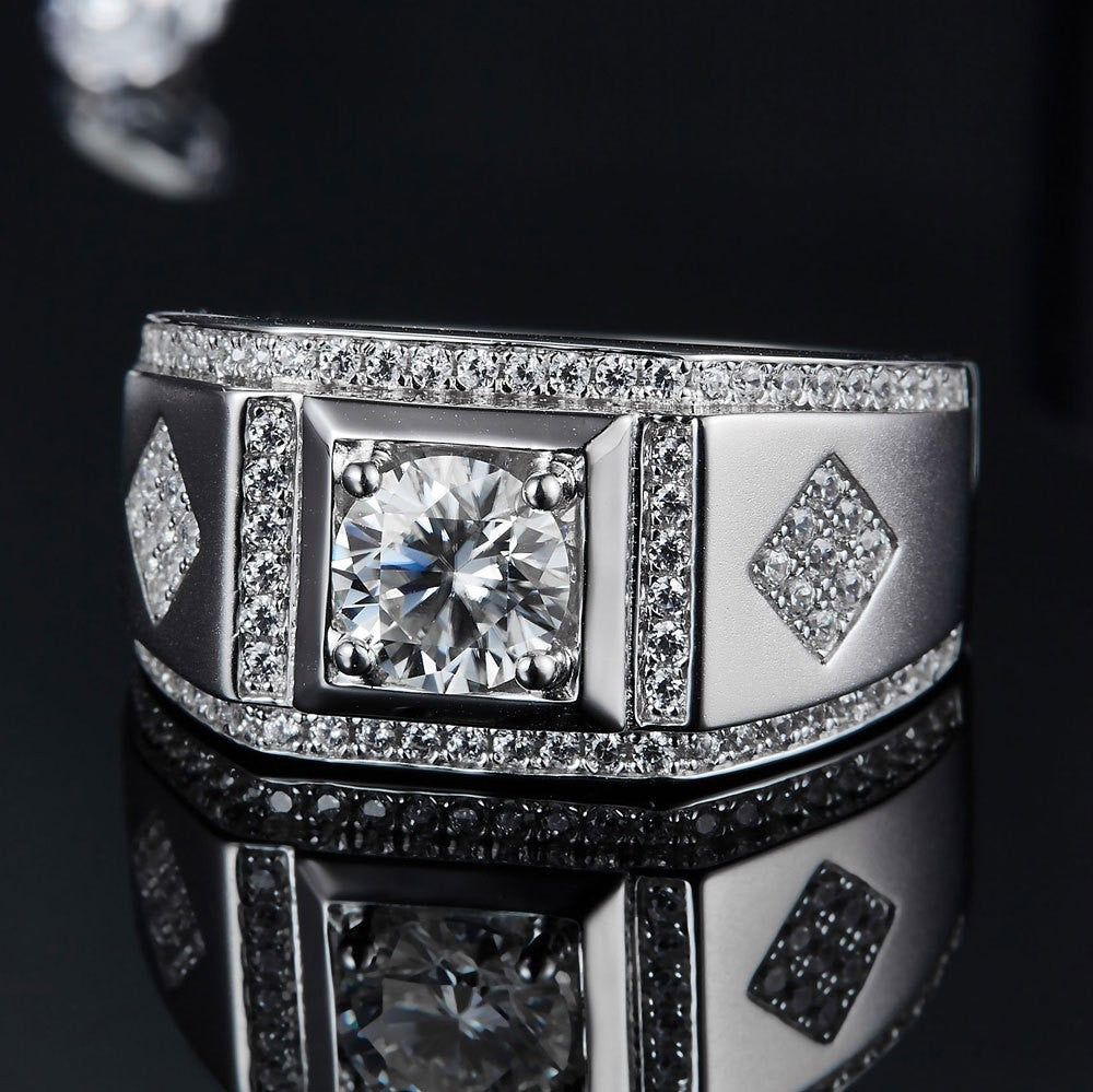 Wholesale 1 karat diamond moissanite 925 silver men's marriage ring