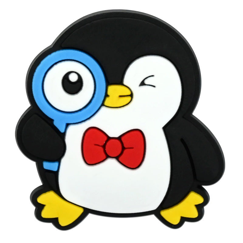 Wholesale   Random 100pcs Creative Cartoon Penguin Series PVC Soft Rubber Shoe Buckle Decoration