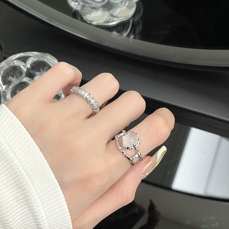 Wholesale Moonstone Diamond Zircon Open Ring Adjustable Rings ACC-RS-JiuHao017