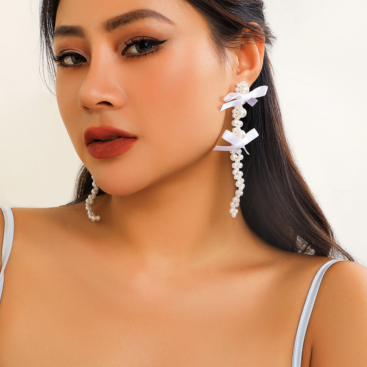 Wholesale Tassel Earrings Bow Ribbon Crystal Flowers Crystal Earrings ACC-ES-KunJuan002