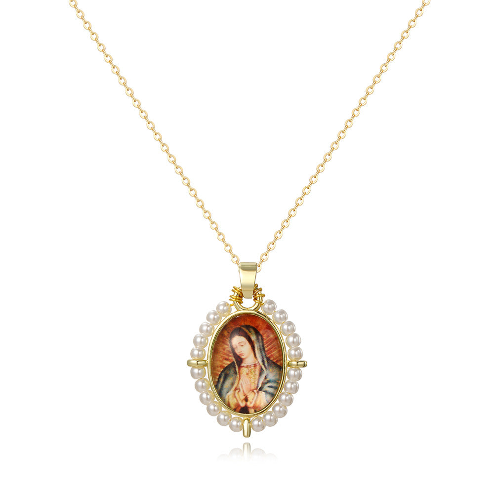 Wholesale Vintage copper Virgin Mary necklace pendant