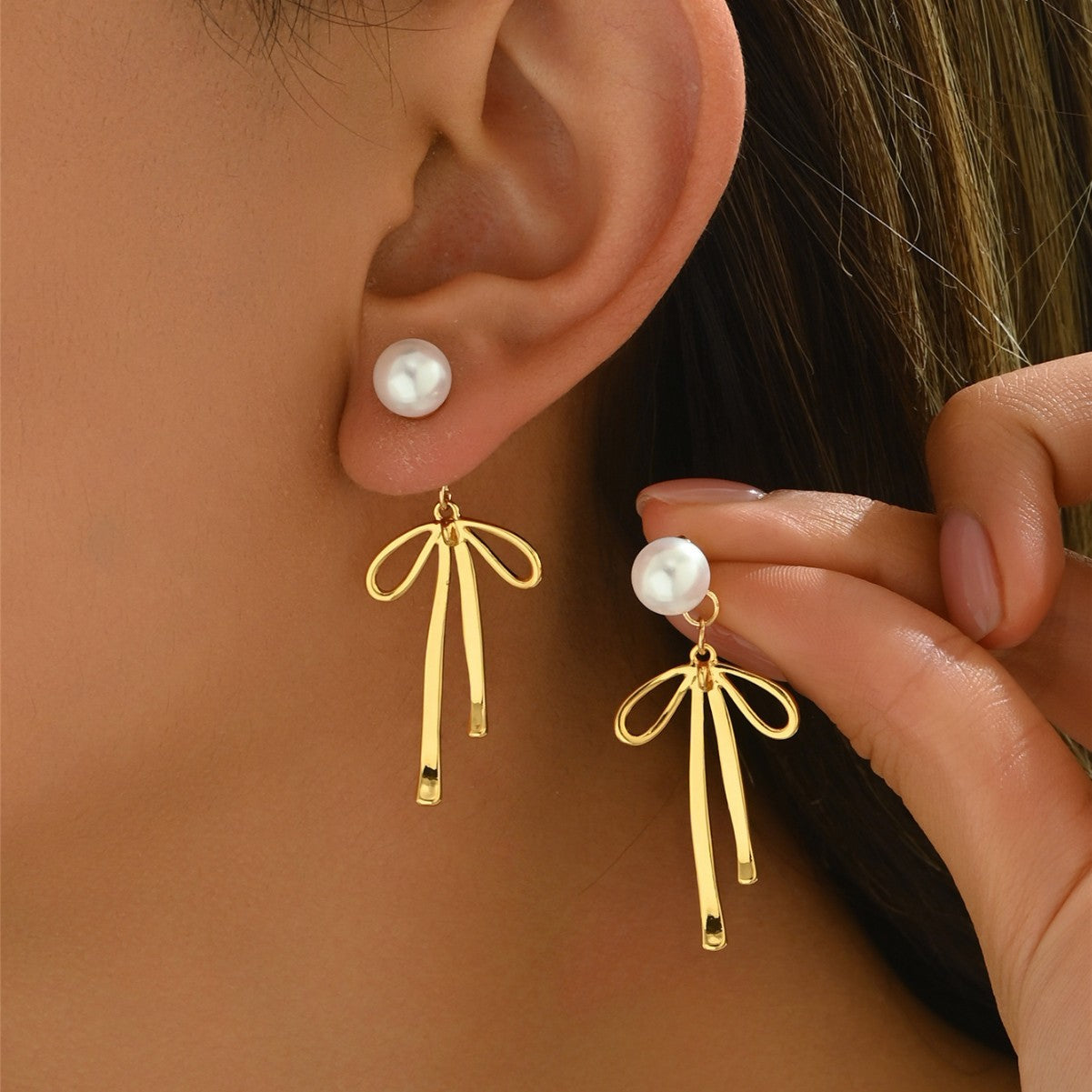 Wholesale Bow Earrings  Cute Bow Pendant Earrings