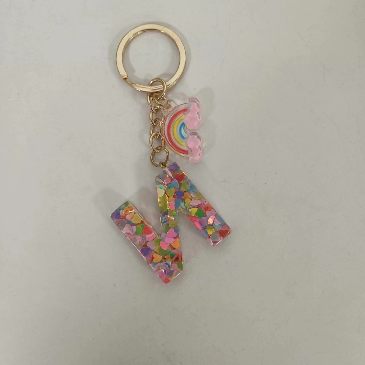 Wholesale Trendy Resin Alphabet Letter Keychains 26 A Z Iridescent Sequin Charm Set Party Gift Bag Charm Boutique Resale Accessory