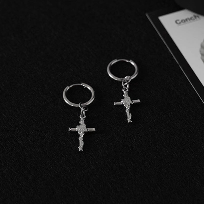Wholesale Titanium Steel Earrings Geometric Cross Design Boutique Resale