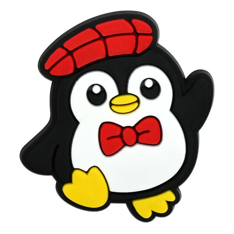 Wholesale   Random 100pcs Creative Cartoon Penguin Series PVC Soft Rubber Shoe Buckle Decoration