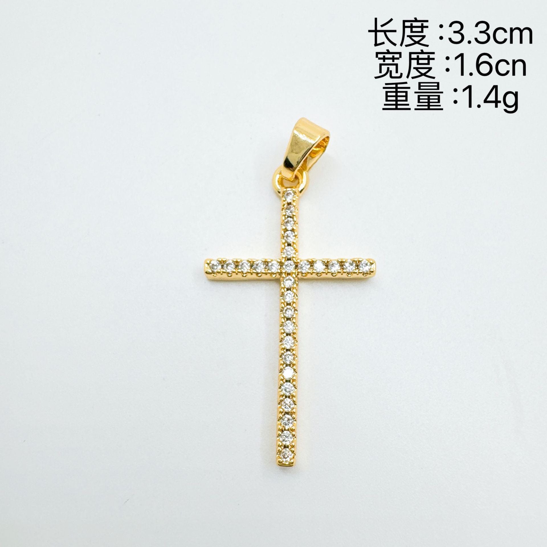 Wholesale Gold Plated Cross Necklace with Zircon Inlay,  Fashion Accessory for Women