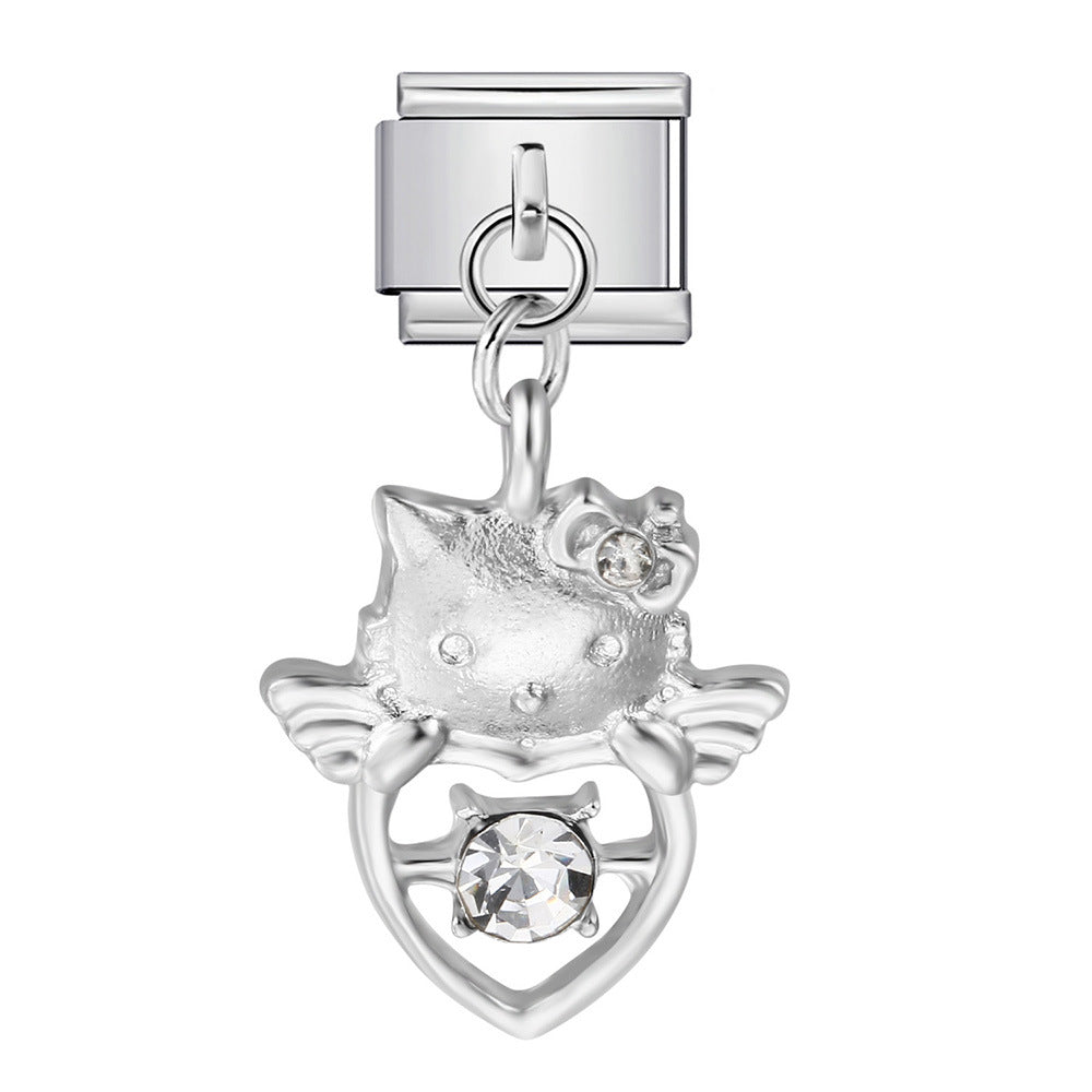 Wholesale Italian Charm Bracelet 9mm DIY Cute silver pendant  Creative Stainless Steel Composable Bracelet