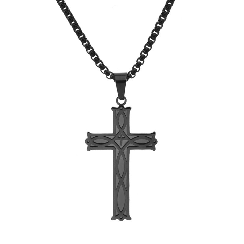 Wholesale Irish knot cross pendant titanium steel hollow necklace