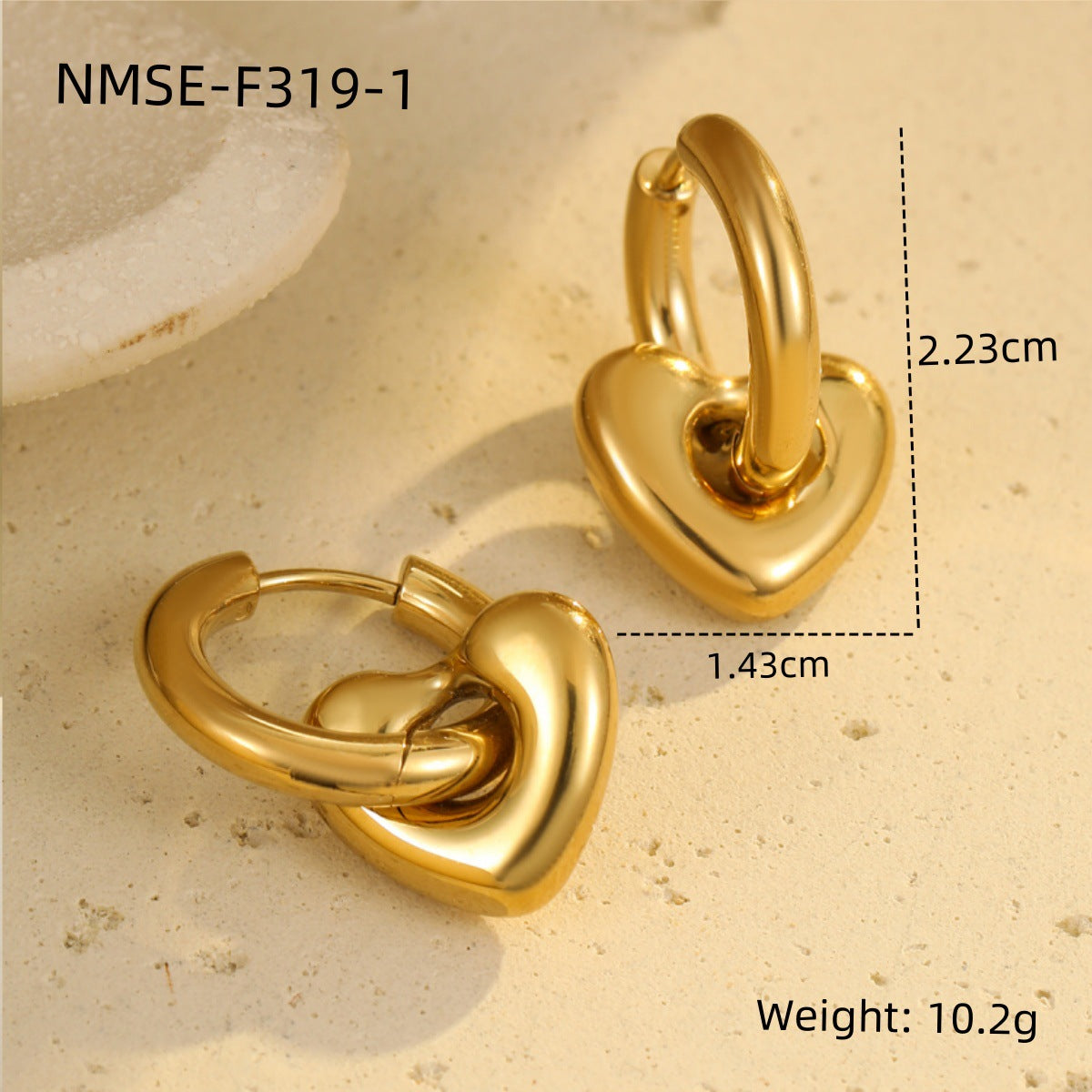 Wholesale Heart Earrings Stainless Steel Plated 18K Gold Earrings