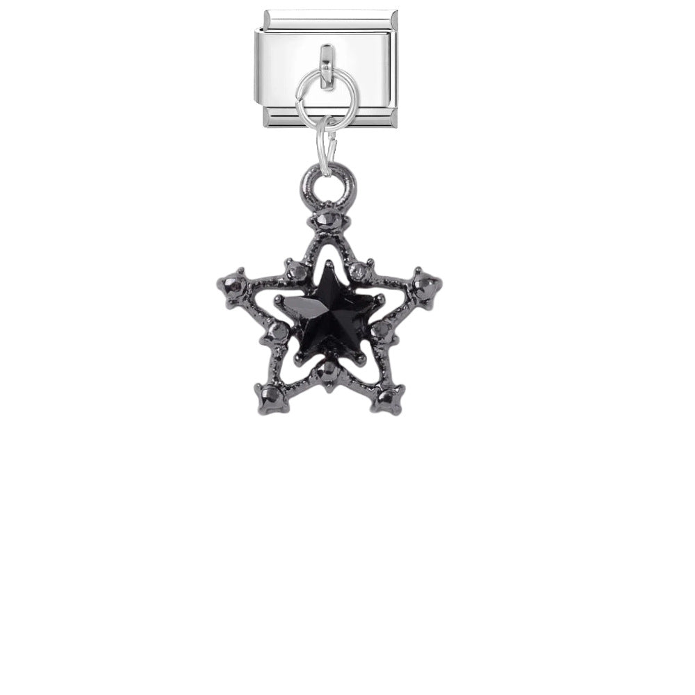 Wholesale Dark Punk DIY Bracelet Strap - Titanium Steel Black Cross Enamel,  Jewelry Accessory for Resale