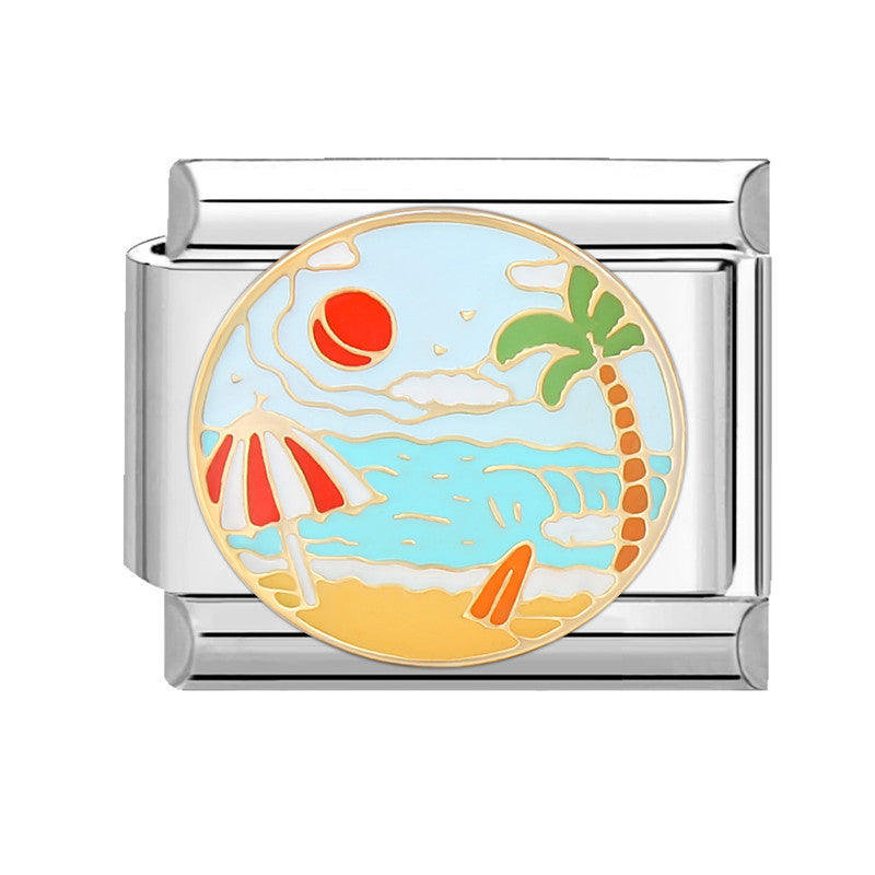 Wholesale  Italian Charm Bracelet 9mm DIY Splicing Removable Orange Holiday Collection Titanium Steel  Composable Bracelet