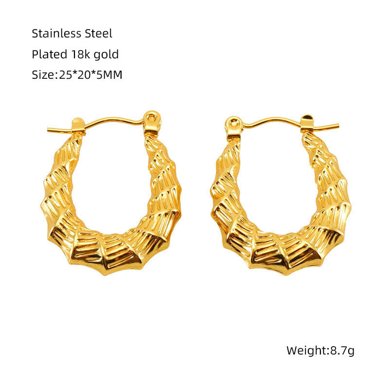 Wholesale Stainless Steel Earrings Bamboo Vintage Gold Plated Earrings ACC-ES-Zhongy005