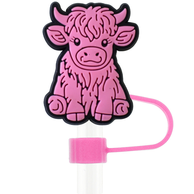 Wholesale Random 100pcs Pink Yak 10mm PVC Soft Straw Tube Cap ACC-SCR-RYY105