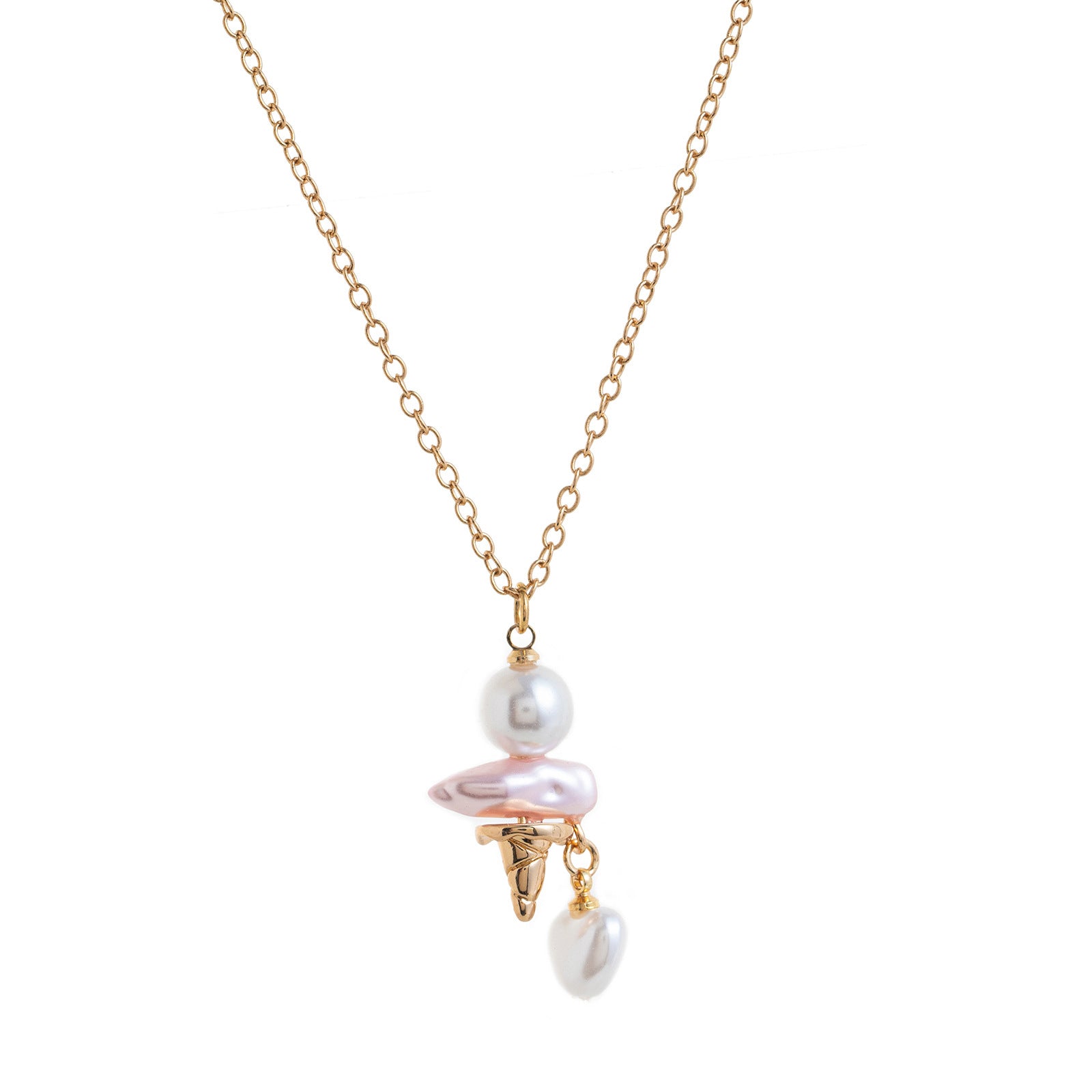 Wholesale 18K gold plated Man-made pearl ice cream pendant