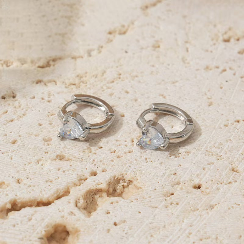 Wholesale Full Diamond Love Earrings Ear Buckle Light Luxury White K  Earrings